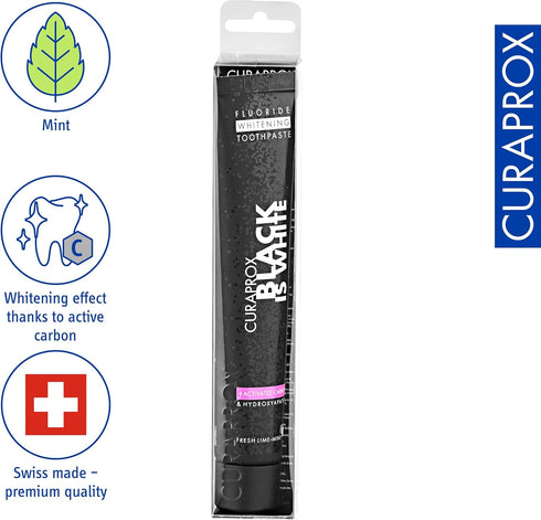 Curaprox Black is White Activated Charcoal Toothpaste, 90ml