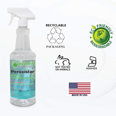 Hydrogen Peroxide All Purpose Surface Cleaner (Glass, Carpet, Stain Remover) 1 Quart, 32 oz Spray