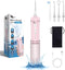 Mini Portable Water Flosser, Telescopic Tank, 4 Modes, IPX7 Waterproof, Teeth Cleaner for Home & Travel (Pink)