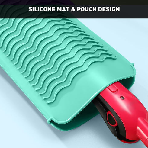ZAXOP Resistant Silicone Mat Pouch for Flat Iron, Curling Iron, Hot Hair Tools (Mint Green)