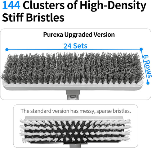 Purexa 55" 2-in-1 Floor Scrub Brush with Long Handle, Floor Brush with Built-in Squeegee, Adjustable Angle Head
