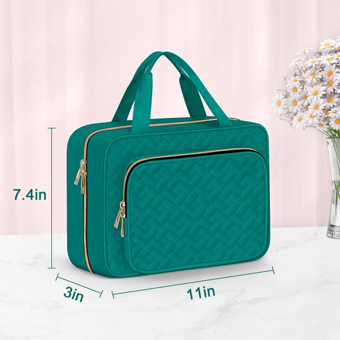 Wedama Medium Toiletry Bag for Women - Hanging Waterproof Makeup Bag for Travel, Thickened PVC, Turquoise Green
