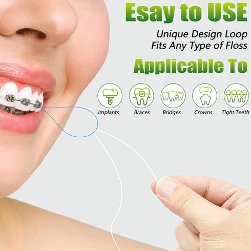 Floss Threaders, Orthodontic Ultraclean Access Tool for Braces, Bridges, and Implants, 250 Count for Oral Health