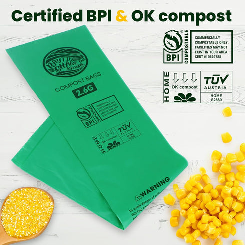 RAYTID 2.6 Gallon Compostable Trash Bags, 120 Count Small Kitchen Food Scrap Waste Bags for Kitchen Countertop Bin