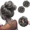 SARLA 2PCS Messy Hair Bun Hair Pieces, Wavy Curly Synthetic Updo Fake Scrunchies Ponytail Extension for Women Dark Grey