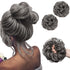 SARLA 2PCS Messy Hair Bun Hair Pieces, Wavy Curly Synthetic Updo Fake Scrunchies Ponytail Extension for Women Dark Grey