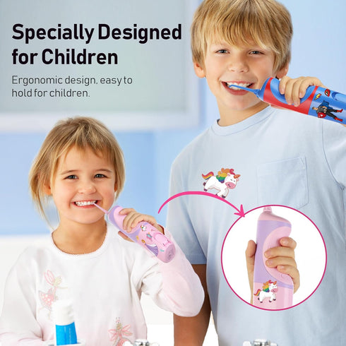 COSLUS Kids Water Dental Flosser, Deep Cleaning Picks, Portable, 4 Modes for Ages 6+, Waterproof Rechargeable with 4