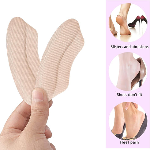 Heel Grips Liner Cushions Inserts for Loose Shoes, Self-Adhesive Soft Pads for Heel Pain Relief