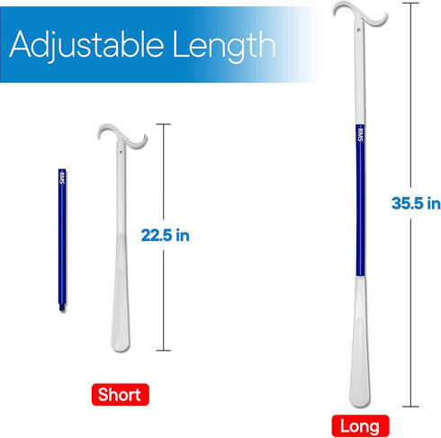 RMS 35.5 Inch Extra Long Dressing Stick Aid for Shoes, Socks, Shirts, Pants with Travel Bag