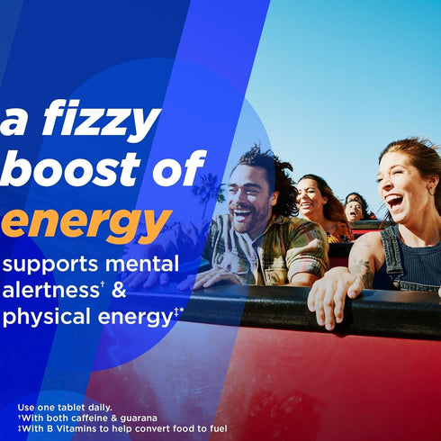 Alka-Seltzer Energy Boost: Caffeine & Guarana, 30ct Fizzy Tablets for Daily Energy Supplement