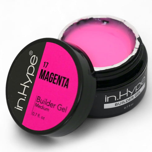 IN.HYPE UV/LED Color Hard/Builder Gel for Nail Extension, Strengthening, Overlays (Magenta) Hot Pink