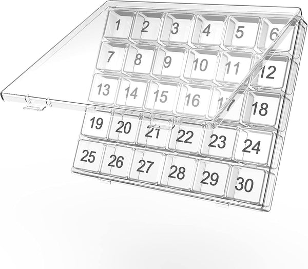 Monthly Pill Organizer, 30 Day Pill Box, Easy to Open Large Compartments, Portable Case for Travel, Medicine Organizer