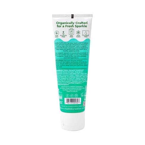 RADIUS Toothpaste, Mint Aloe Neem, 3 oz, USDA Organic, Non-Toxic, Gluten-Free, Pack of 1 for Gum Health & Cavities