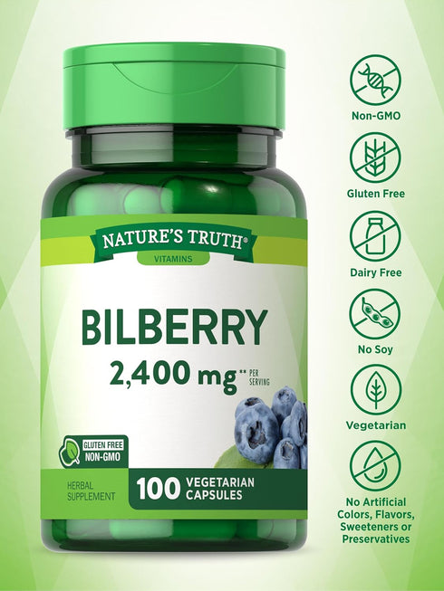 Nature's Truth Bilberry Fruit Extract Capsules, 2400mg, 100 Count