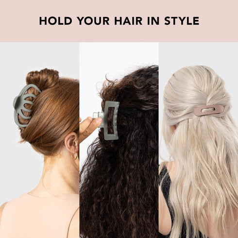 Kitsch Large Assorted Hair Clips for Women - 3 pcs Medium Open Shape Claw Clips for Thick Hair and Styling