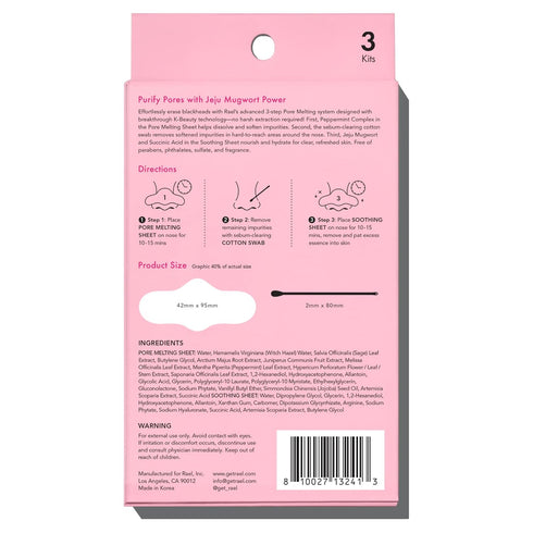 Rael Blackhead Remover, Miracle Patch Melting Pack - Nose Strips for Blackheads, Pore Melting and Soothing Sheets, 3 Step Kit, Sebum Removing Cotton Swabs, Dermatologist Tested (2 Pack)