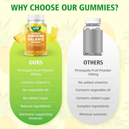 Gummies Immune Gummies Immune 120 Count Premium Feminine Balance for Women's Health, Hawaiian Pineapple Support pH