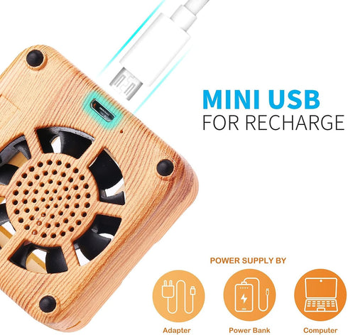 Weljoy Portable Wood Grain Diffuser for Essential Oils – Mini Size for Car or Travel, Quiet, Waterless, Rechargeable