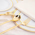 SUT 100 Pcs Gold Plastic Silverware, Disposable Forks and Spoons for Parties and Weddings