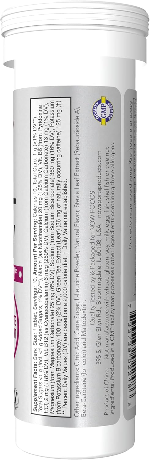 NOW Foods Sports Nutrition, Effervescent Effer-Energy, Tropical Punch Electrolyte Supplement, Energy/Recovery, 10