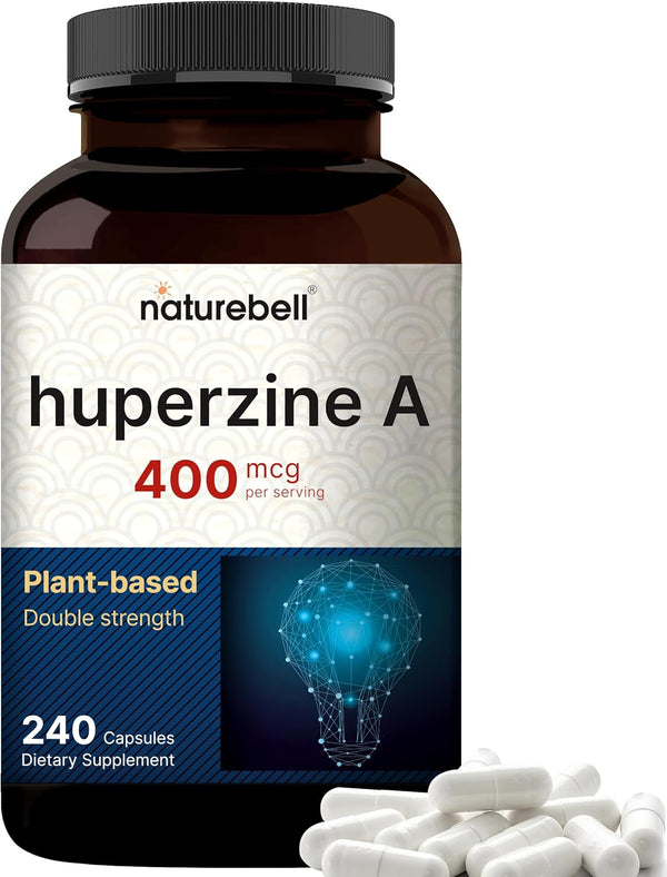 NatureBell Huperzine A 400mcg, 240 Capsules - Premium Brain Health Supplement for Focus, Cognition, Memory, Learning