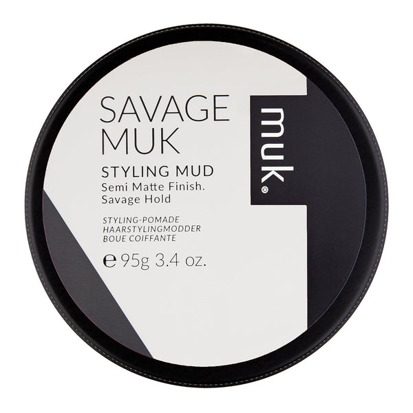 MUK. Savage Hair Styling Mud, 95g, Medium to Coarse Hair, Semi Matte Flexible Hold, Water Soluble