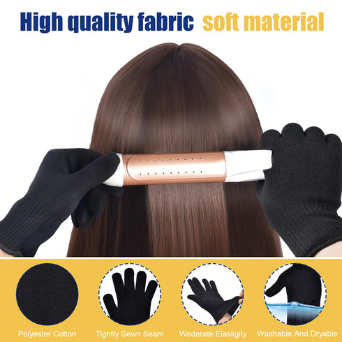 IKOCO Heat Proof Medium Glove Mitts - 2Pcs for Hair Styling with Flat Iron, Curling Wand, and Hot-Air Brushes