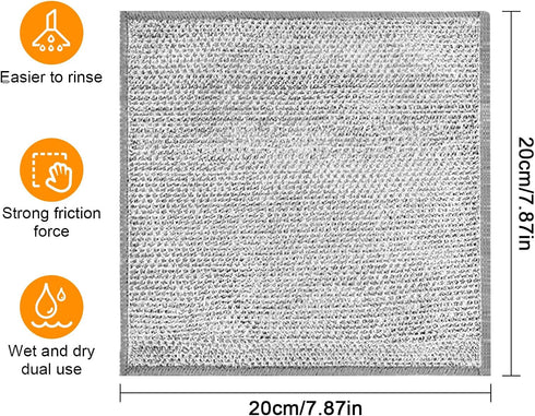 Dishcloth Pot Scrubber, Non Scratch Metal Wire Dishwashing Rags for Wet and Dry, Reusable Cleaning Pads for Kitchen