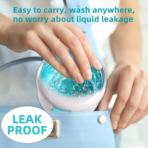 ARGOMAX Leak Proof Retainer Cleaner Case for Soaking Dentures, Denture Travel Case, White and Blue