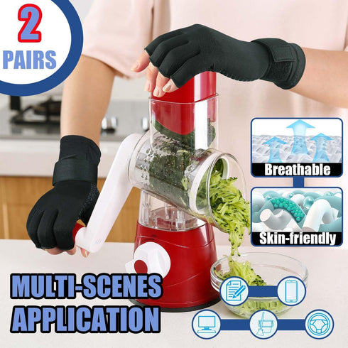 2 Pairs Copper Arthritis Gloves for Women Men, Compression Gloves with Adjust Strap for Wrist Support