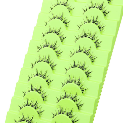 outopen 10 Pairs Manga Lashes, Korean Asian Anime Eyelashes, Japanese Makeup Fake Lashes, Spiky False Eyelashes