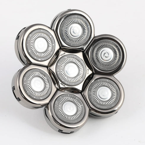 Men's Electric Shaver Replacement Heads, 7 Blades Floating Washable Shaver Replacement Blades for Bald Men (Silvery)