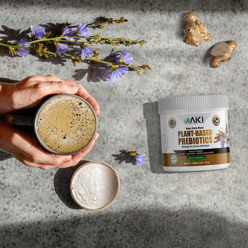 AKI Plant-Based Prebiotic Blend - 6 oz / 170 g, Ideal Source of FOS & Inulin for Intestinal Flora & Immunity, Vegan