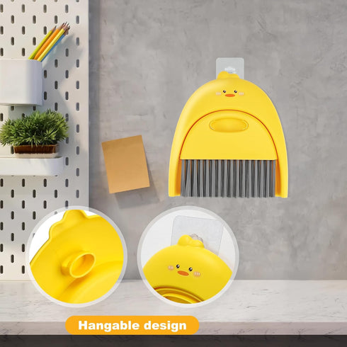 LUOKER Set,1pc Set,SUP Set,Small Small Broom and Dustpan Dust Pan and Brush Cute Little Yellow Duck Hand Mini Broom