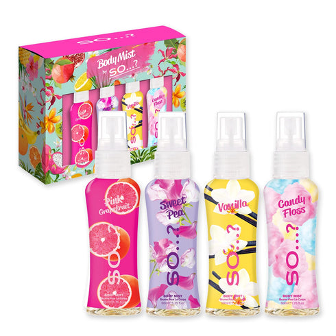 Body Mist Set for Women, 4 pcs - Travel Size Perfume, Vegan Perfumes, 650 to 1000 Sprays