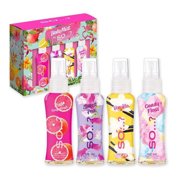 Body Mist Set for Women, 4 pcs - Travel Size Perfume, Vegan Perfumes, 650 to 1000 Sprays