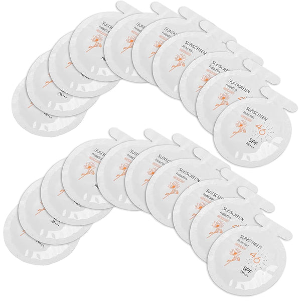 Pack of 20 Sunscreen, SPF46 PA+++ Moisturizing Sunblock, 3ml Face & Body Sunscreen for Most Skins, Portable Water