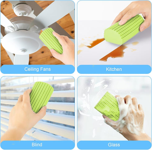 2-Pack Damp Clean Duster Sponge, Magic Sponge Eraser Tool for Cleaning Blinds, Glass, Vents, Mirrors, Faucets