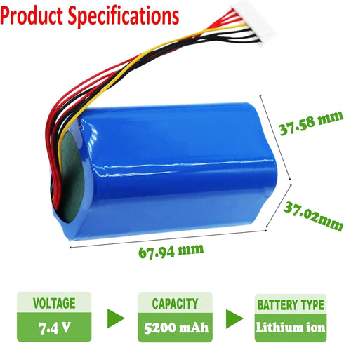 Replacement SRS-XB30 Speaker Battery ID659 ID659B ST-06S, 7.4V 5200mAh for SRS-X30 SRS-XB3 SRS-XB43