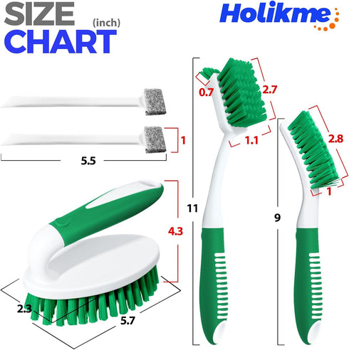 Set Holikme Cleaning Brush for Household Use, Scrub Brush, Kitchen Brush, Tile Lines Brush for Bathroom, Floor, Tub