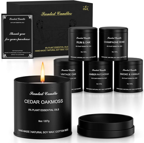 HOFOGOTOWIN Men's Scented Candles Gift Set - 6 Pack Luxury Soy Candles for
