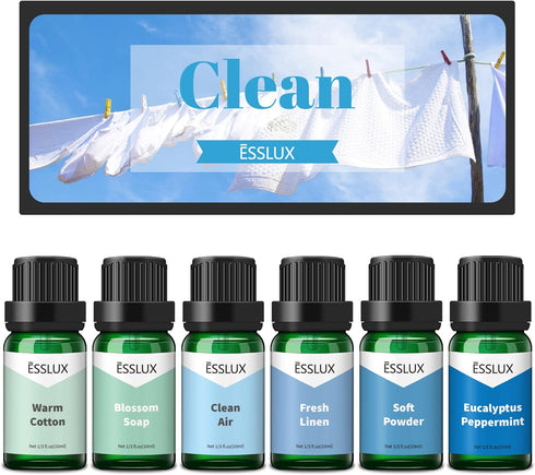Fragrance Oil, ESSLUX Clean Set of Scented Oils for Diffuser, Premium Soap & Candle Making Scents Collection