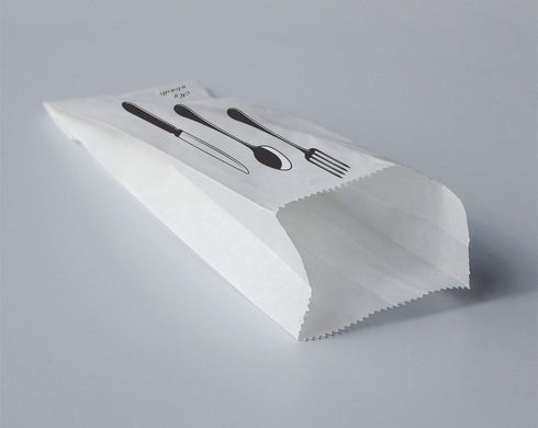 100 Pack 100% White Kraft Paper Bags, 2.75 x 10 inches for Kitchen Cutlery Utensils Holder