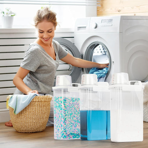 Laundry Detergent Dispenser - 3 Pack, 78 oz Detergent Dispenser with 4 Removable Labels for Laundry Room Organization