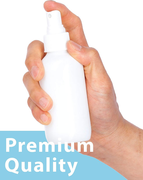 JUVITUS 4 oz / 120 ml High Shine Gloss White Glass Boston Round Bottle with Fine Mist Spray (6 pack)