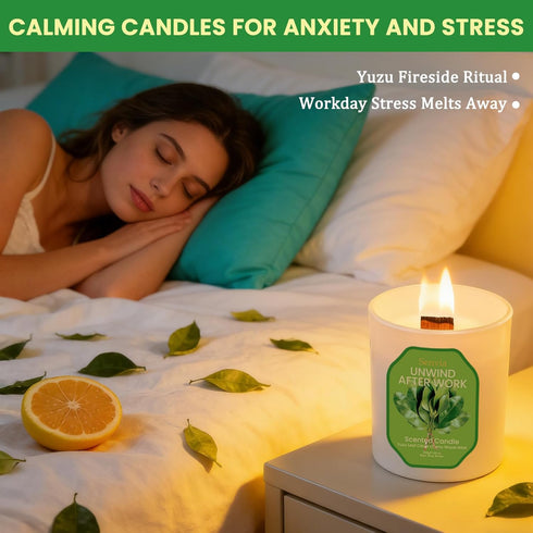 Senvia Crackling Wood Wick Candle, Non Toxic Clean Citrus Scented Candle, Long Lasting Strong Scent for Small to Medium