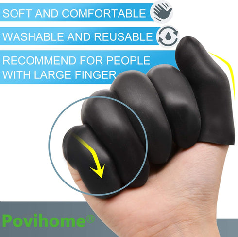 Povihome Black Finger Protectors, Moisturizing Thumb and Finger Covers, Elastic Cracked Finger Sleeves
