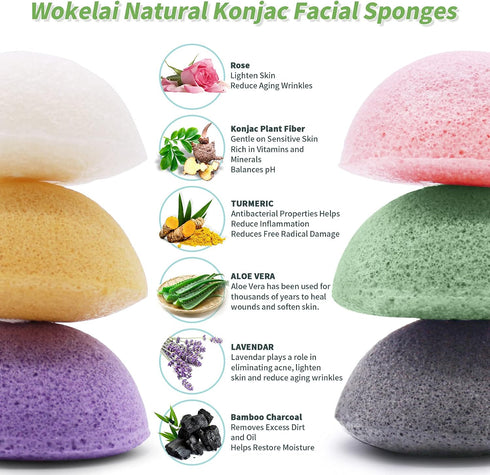 Konjac Facial Sponges for Cleansing and Exfoliating, Natural Cleaning Puff Scrubber for Face and Body