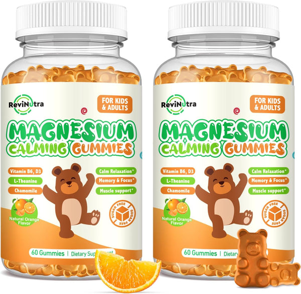 Magnesium Gummies for Kids - Magnesium Glycinate Gummies Supplement with L-Theanine, Vitamin