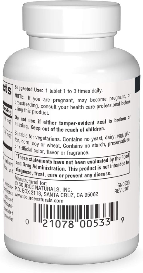 Source Naturals Pycnogenol & Grape Seed Extract, 100 mg, 60 Tablets